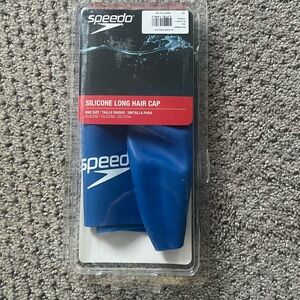 Speedo Blue Silicone Long Hair Swim Cap